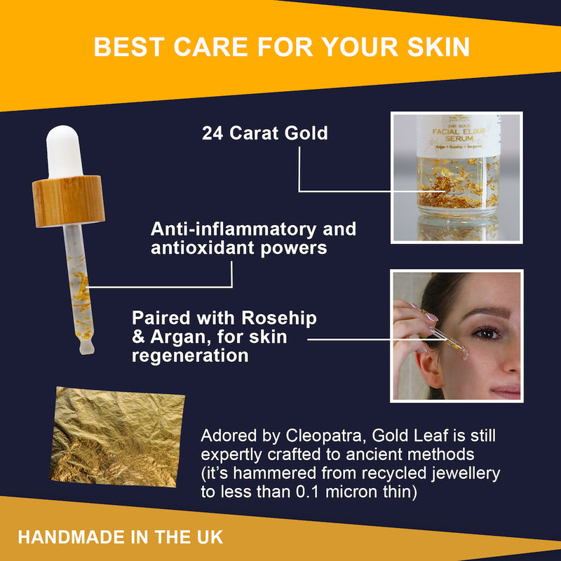 gold facial oil infographic