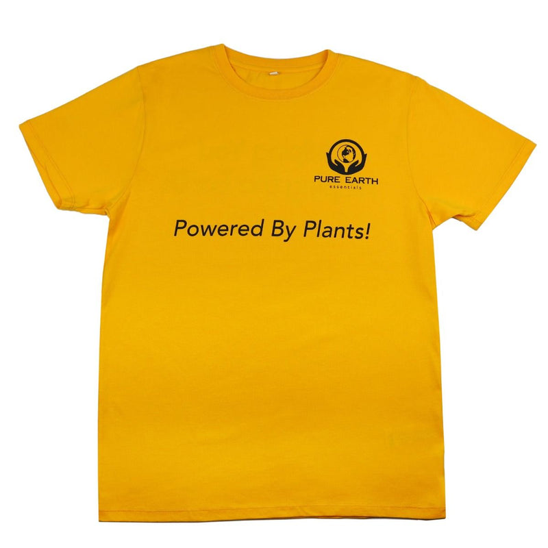 Yellow powered by plants t-shirt