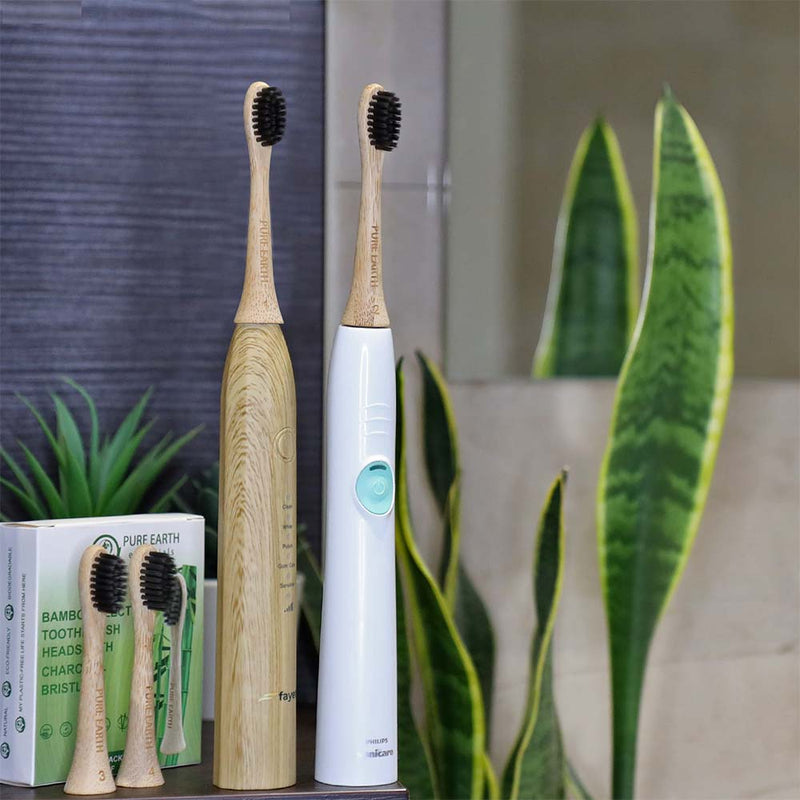 Bamboo toothbrush heads for electric toothbrush 