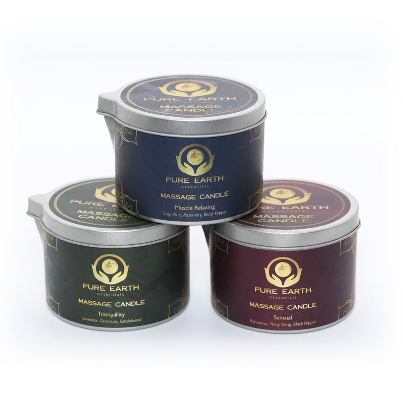 three Pure Earth Essentials candles 