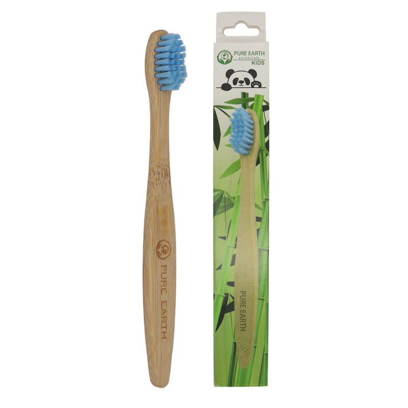 blue childs bamboo toothbrush 